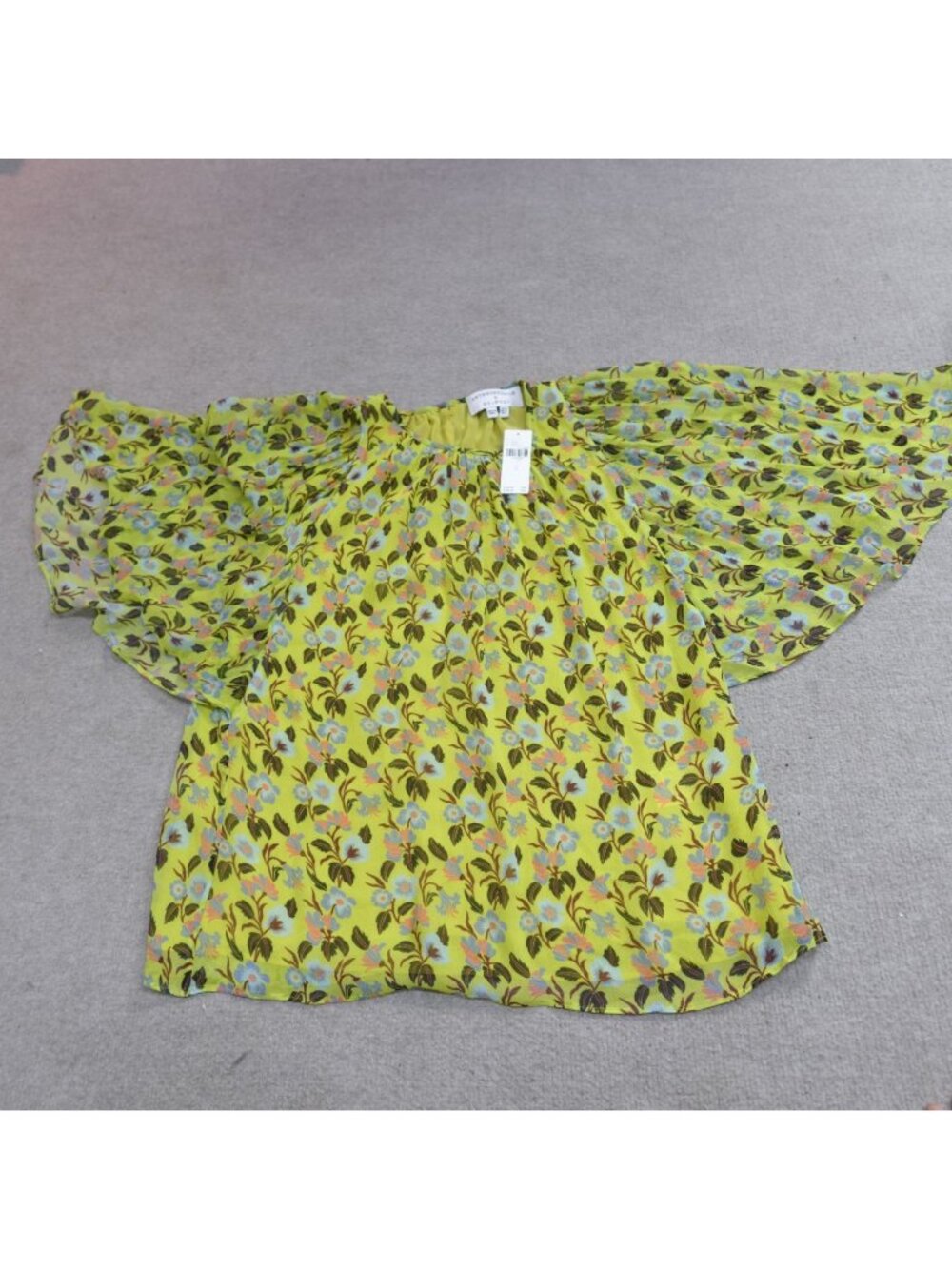 Anthropologie x Delpozo Top 6 Yellow Green Batwing NEW